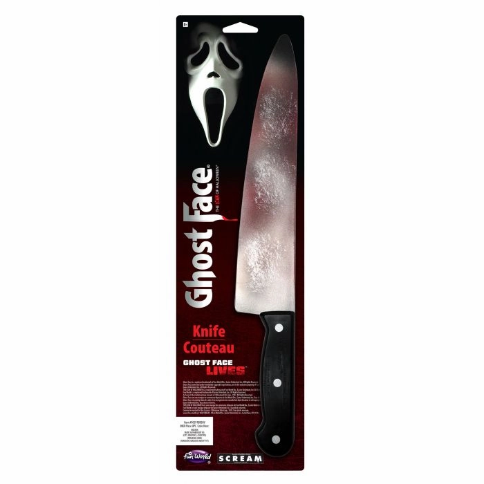 Ghost Face 15" Bloody Butcher Knife Creepy Lights Scary Accents