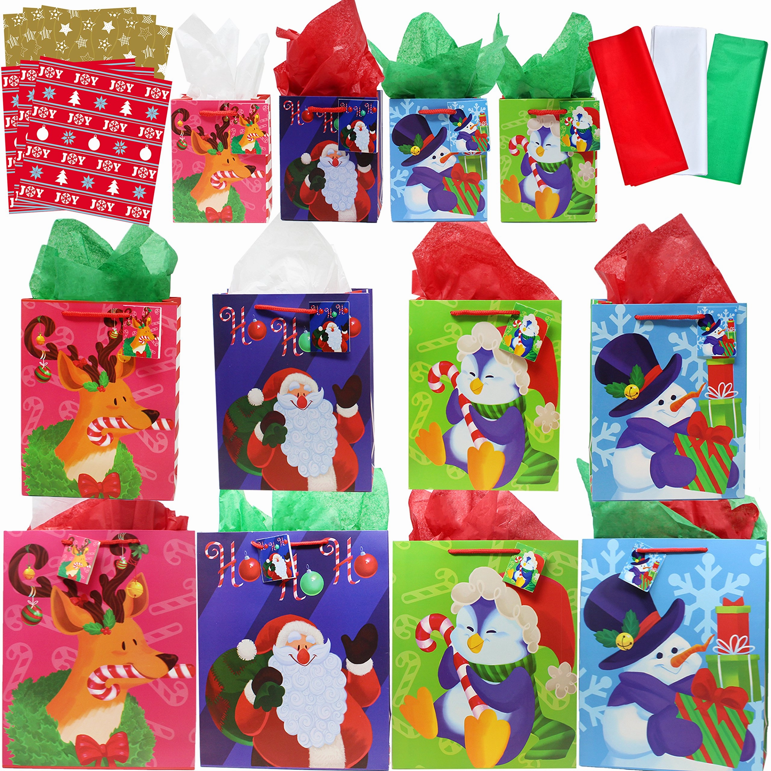 Playful Treats Scary Party Christmas Bags Set With Wrapping Papers And Tissue Papers, 36 Pcs