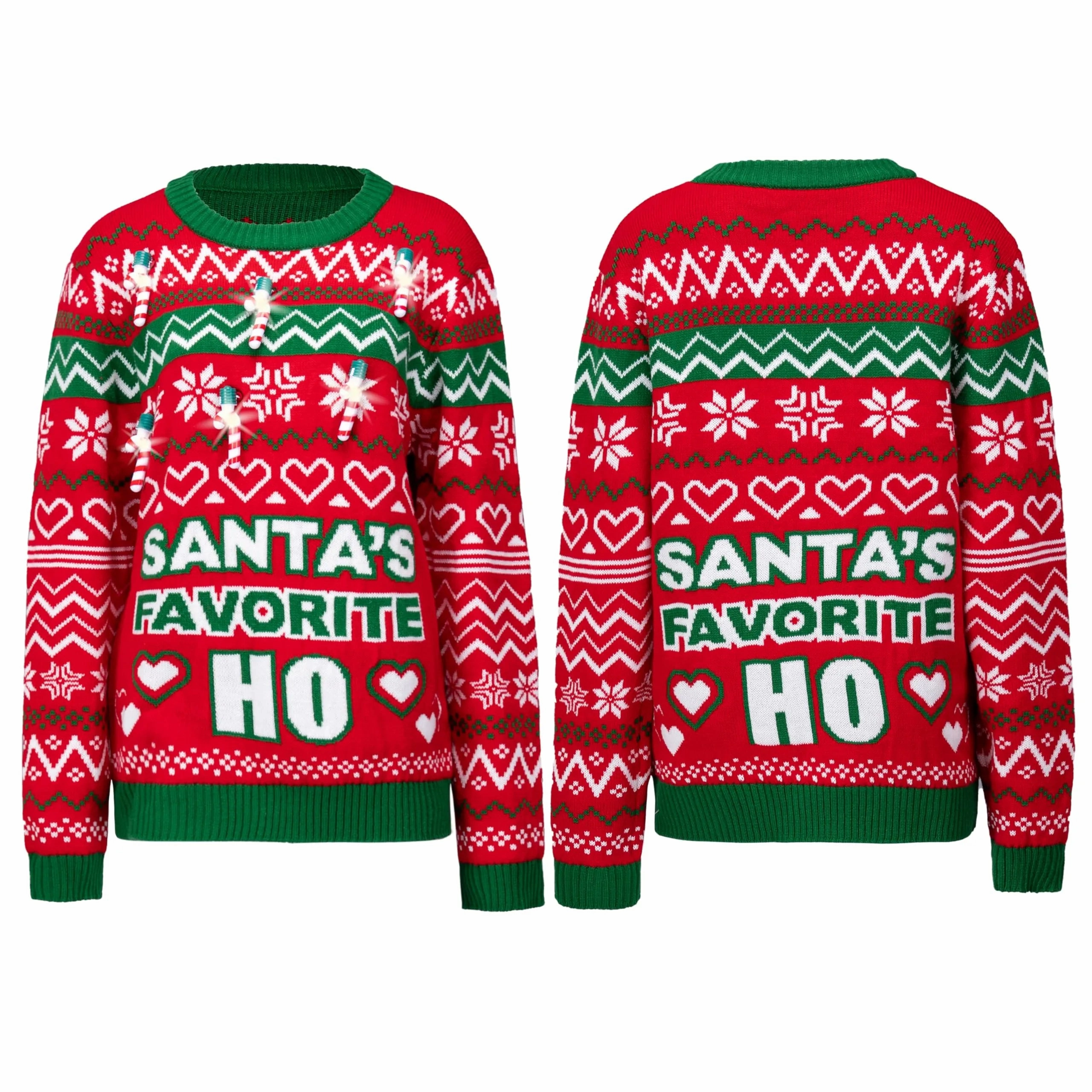 Christmas Funny Santa Pullover Long Sleeve Ugly Sweater with Candy Cane Light Bulbs Monster Decor Creepy Crafts