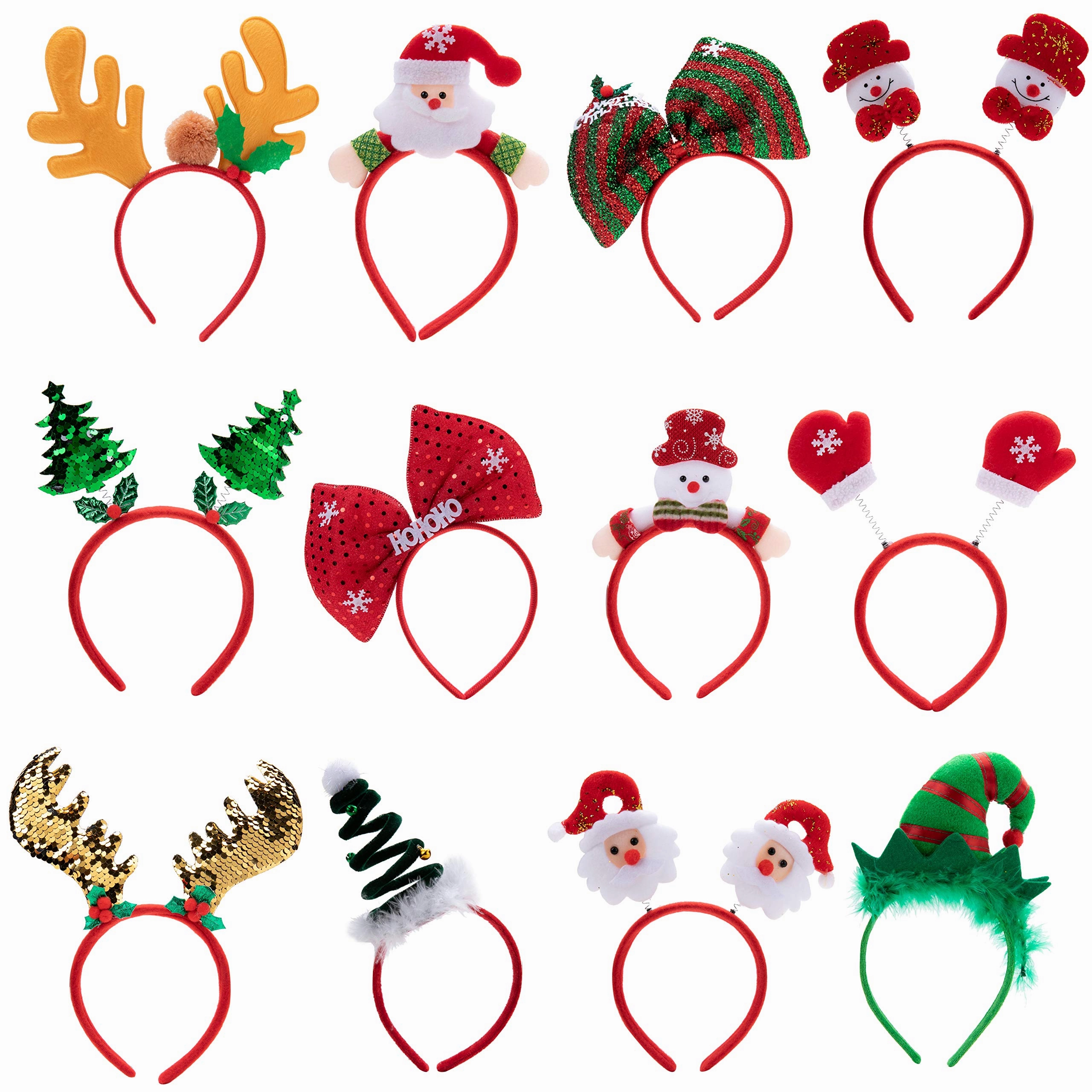 Christmas Headbands With 3d Hat Designs, 4 Pcs Frightening Masks Creepy Displays