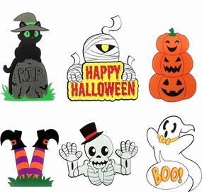 Classic Halloween Characters Yard Signs, 6 Pcs Charming Masks Ghostly Accessories