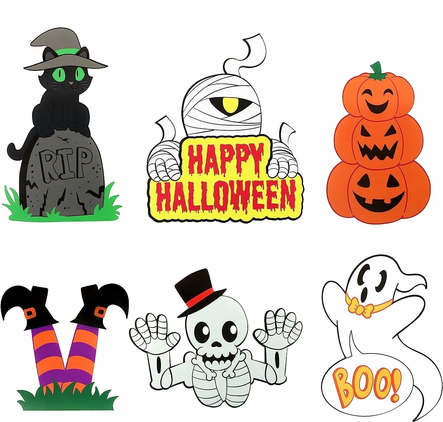 Classic Halloween Characters Yard Signs, 6 Pcs Charming Masks Ghostly Accessories