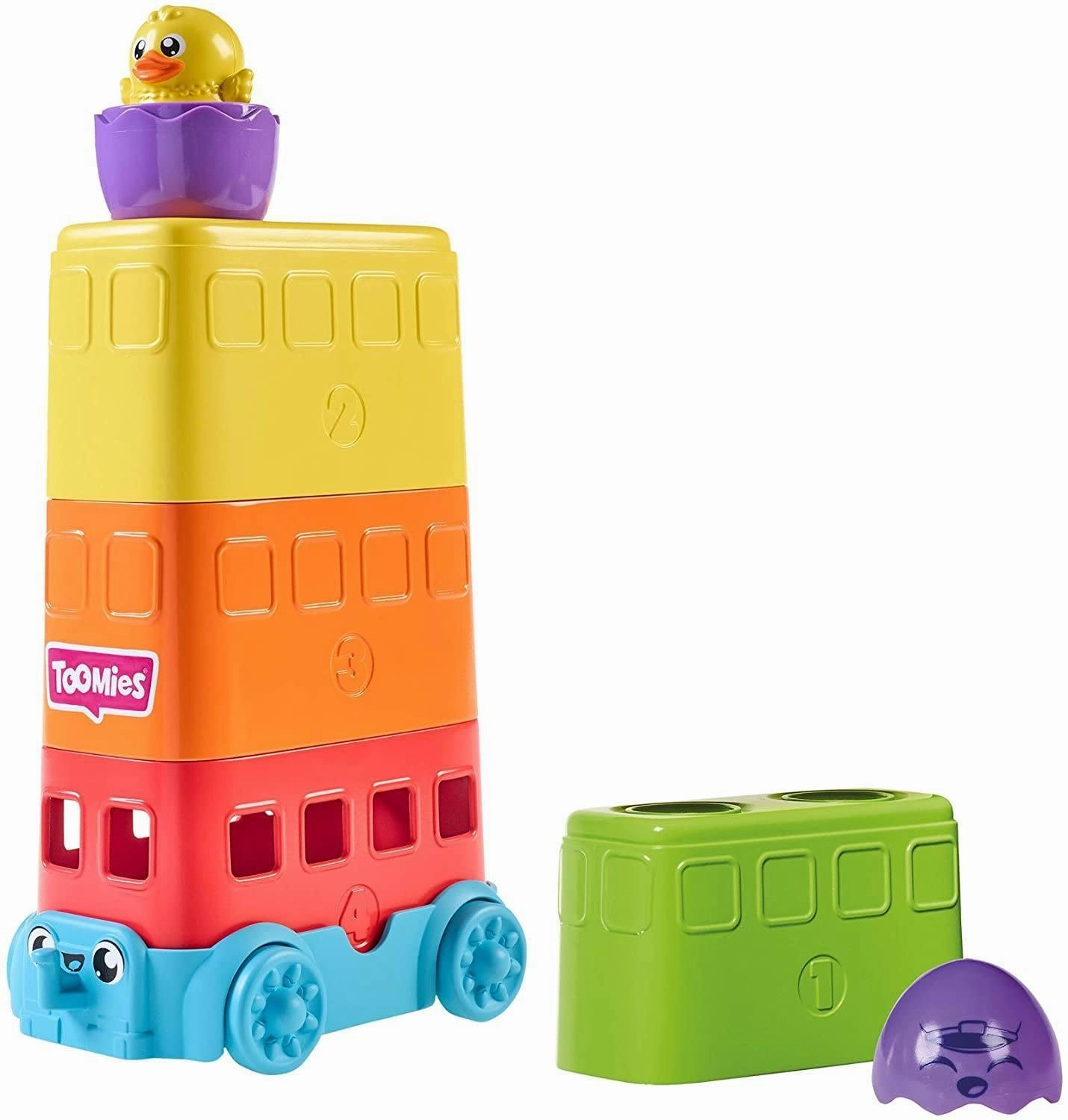 Tomy Toomies Hide & Squeak Stacker Decker Bus Teacher Status Positive Community