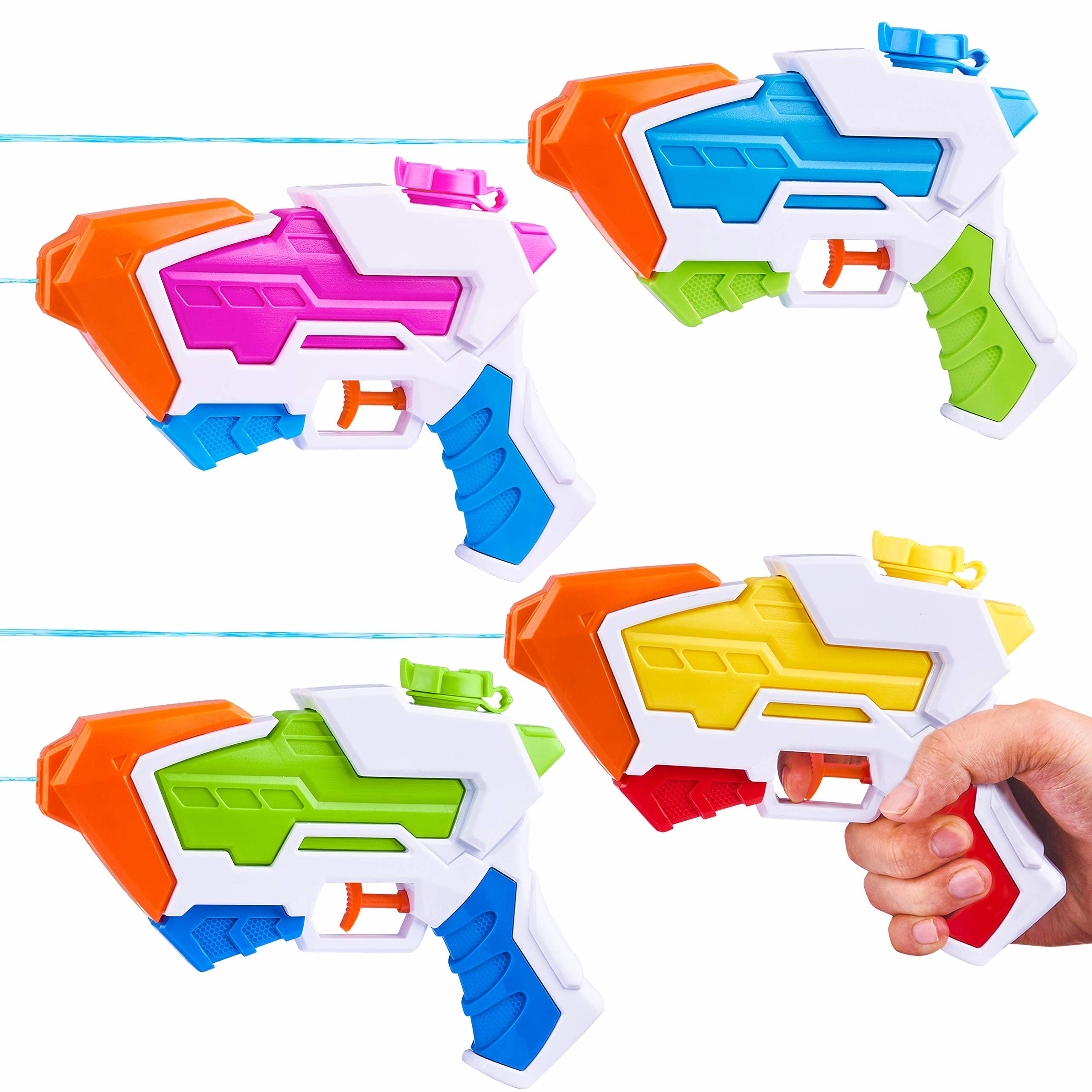 SLOOSH - 4 Pcs Aqua Phaser Medium Water Pistols (White) Objective Set