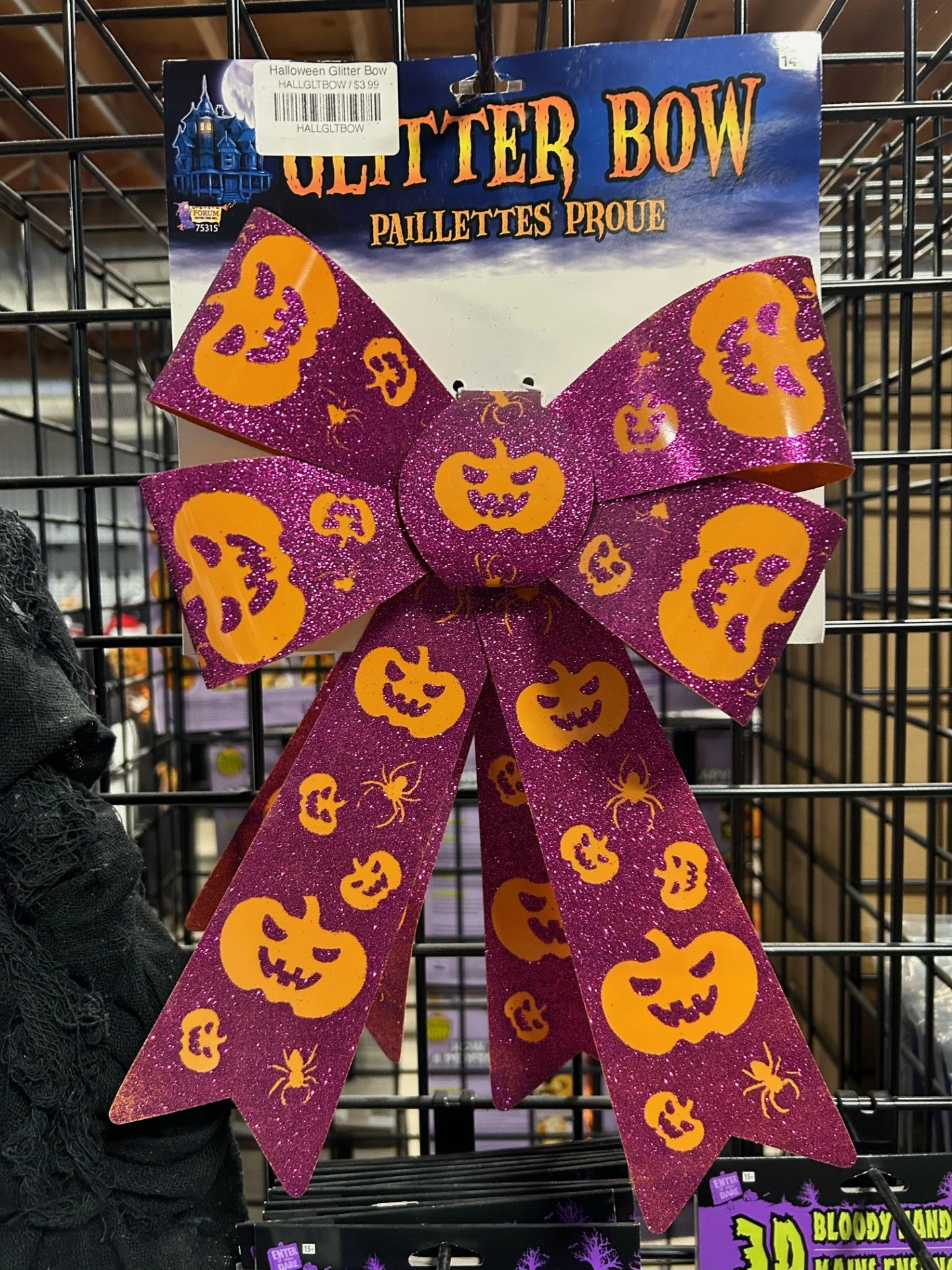 Creepy Decor Mystical Treats Halloween Glitter Bow