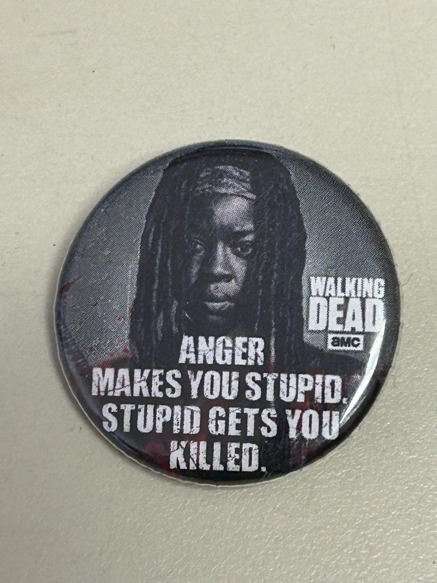 The Walking Dead - Anger Makes You Stupid 1.25" Button Spooky Accessories Ghostly Crafts
