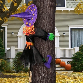 44" Crashing Witch Into Tree with Sign Charming Designs Haunted Accessories