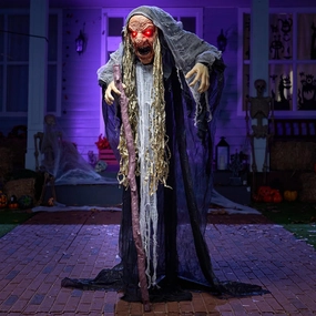 Charming Lights Creepy Party 67?? Halloween Animatronics Standing Hunchback Witch