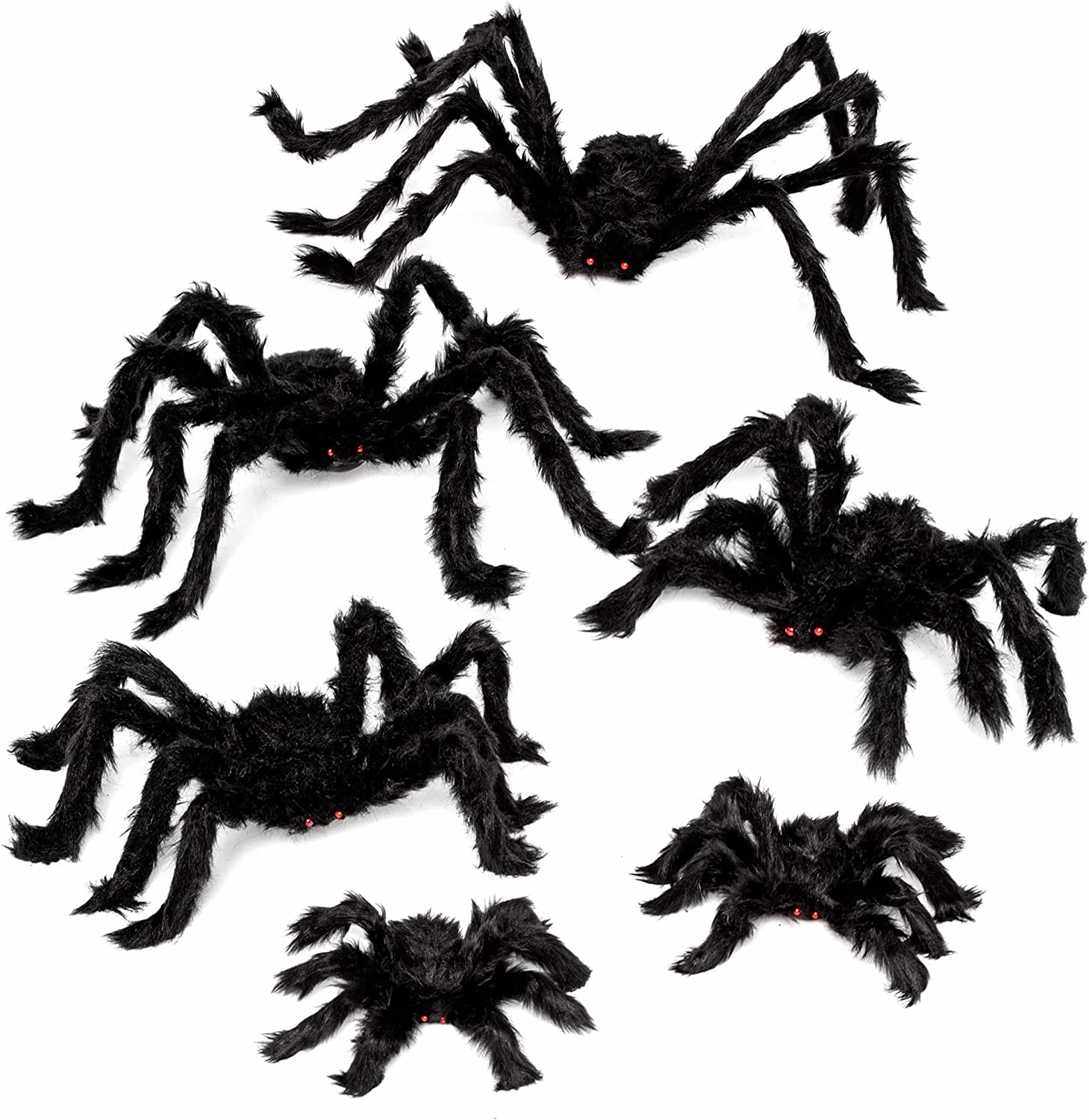 6 Pack Halloween Black Spider Set Monster Displays Frightening Decor