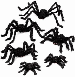 6 Pack Halloween Black Spider Set Monster Displays Frightening Decor