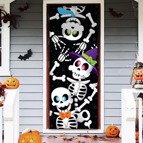 Cute Skeleton Family Door Cover Whimsical Accessories Monster Supplies