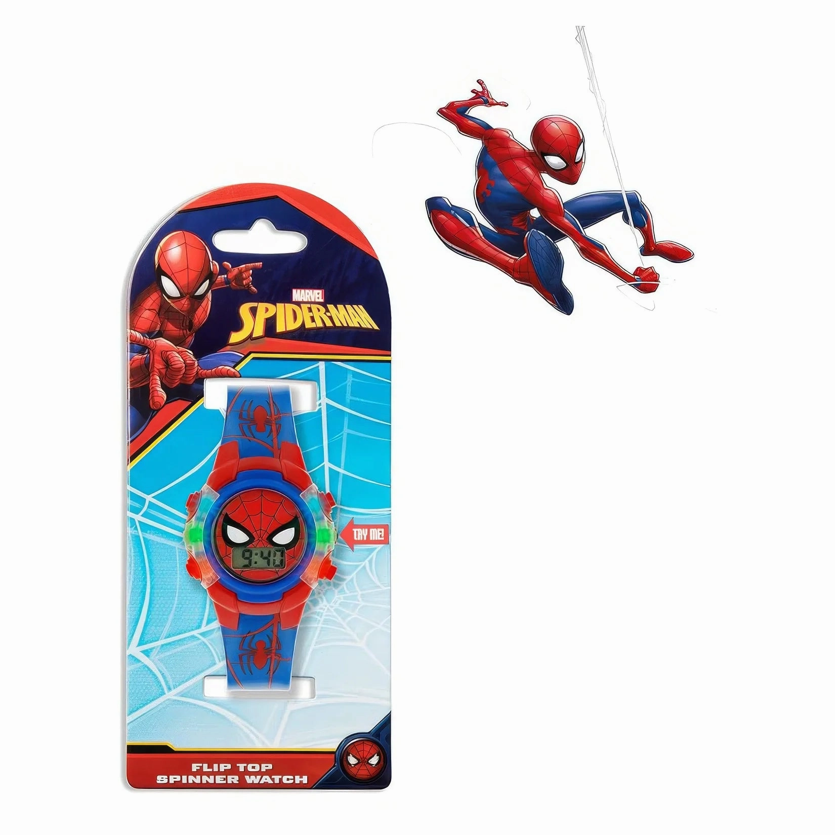 Low Poly Spiderman Boy's Digital Quartz Watch with PU Strap