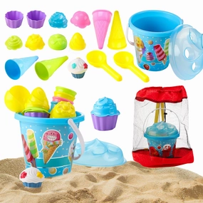 Recycled Material Trial Endure 8 Pcs  Ice Cream Mold Beach Toys with Mesh Bag