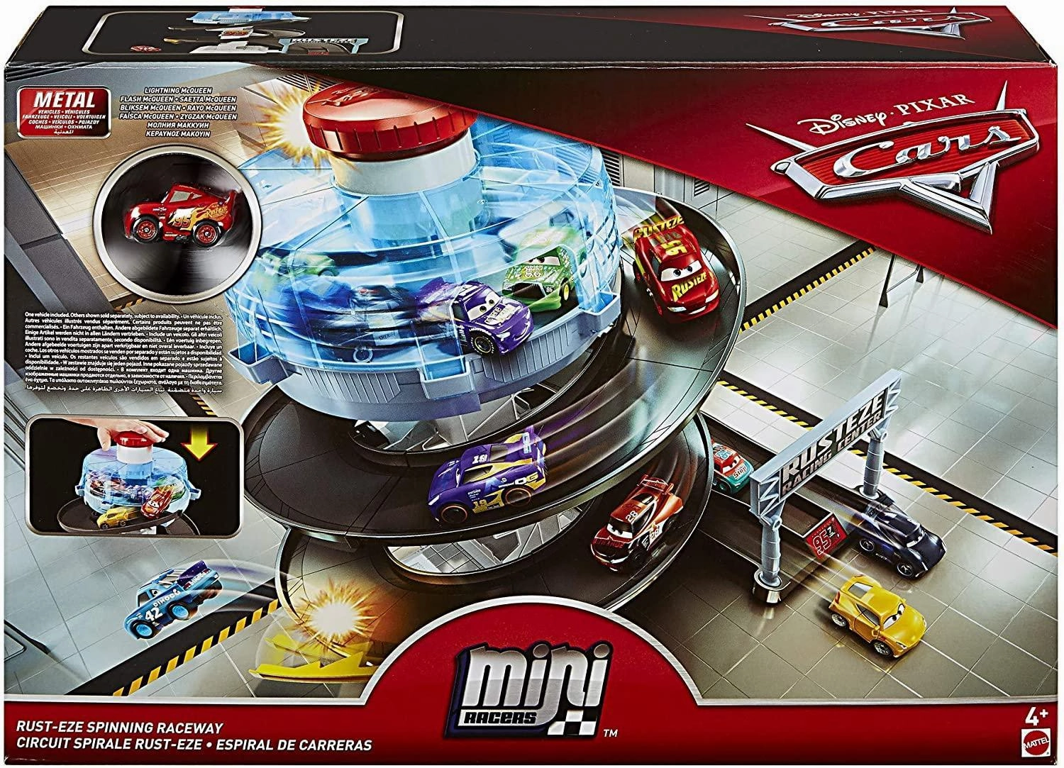 Tutorial Mode Max Power Disney Cars FYN86 Movie Mini Spiral, Spinning Race Set