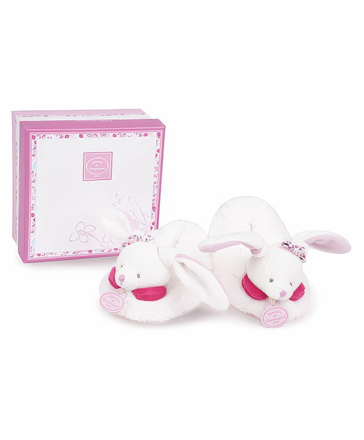 Doudou et Compagnie Cerise Baby Slippers with Rattles Cerise the Rabbit Vibrant Colors Development Stage