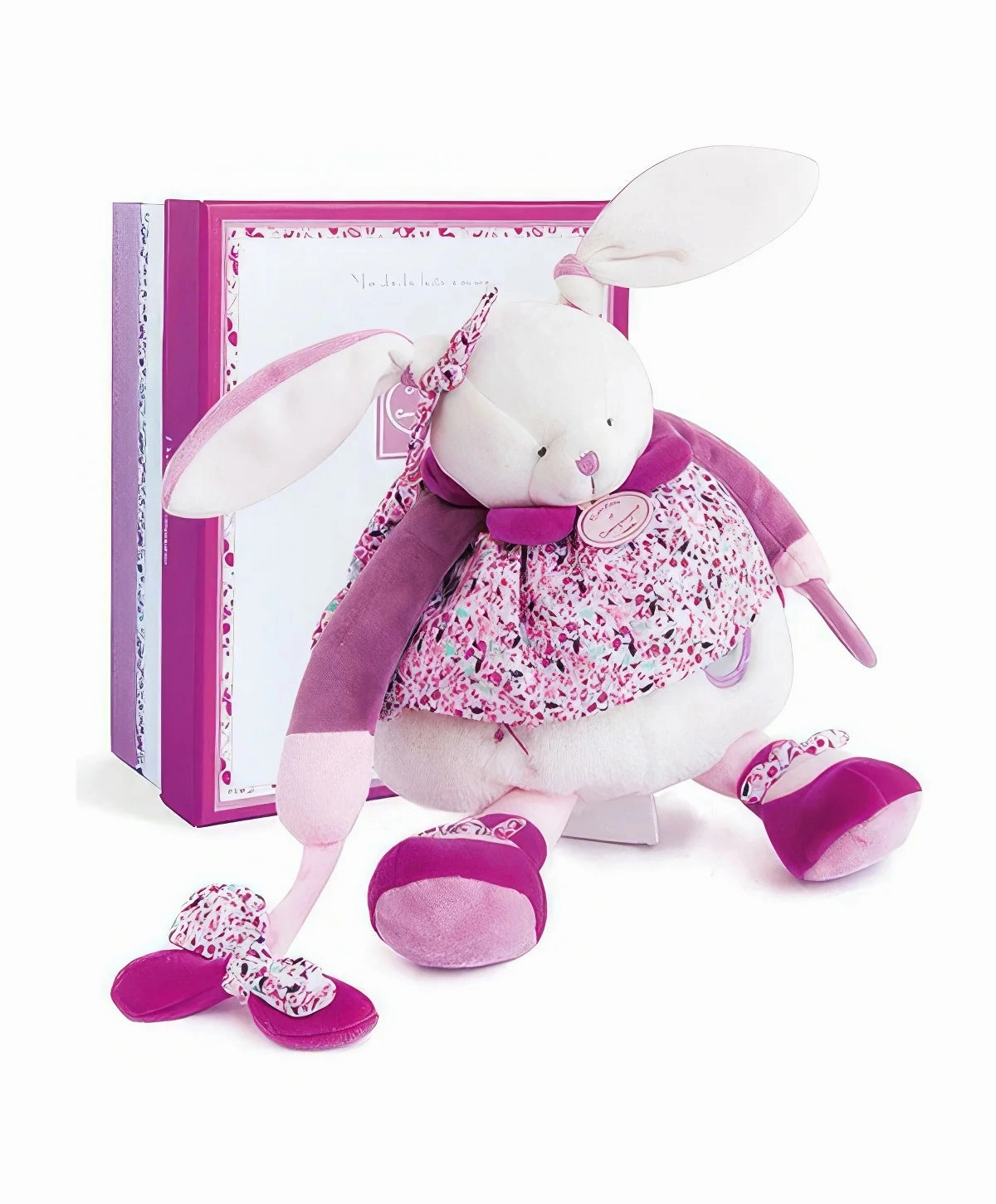 Mini Sculpture Doudou et Compagnie Cerise the Pink Rabbit Activity Soft Toy - 30 cm