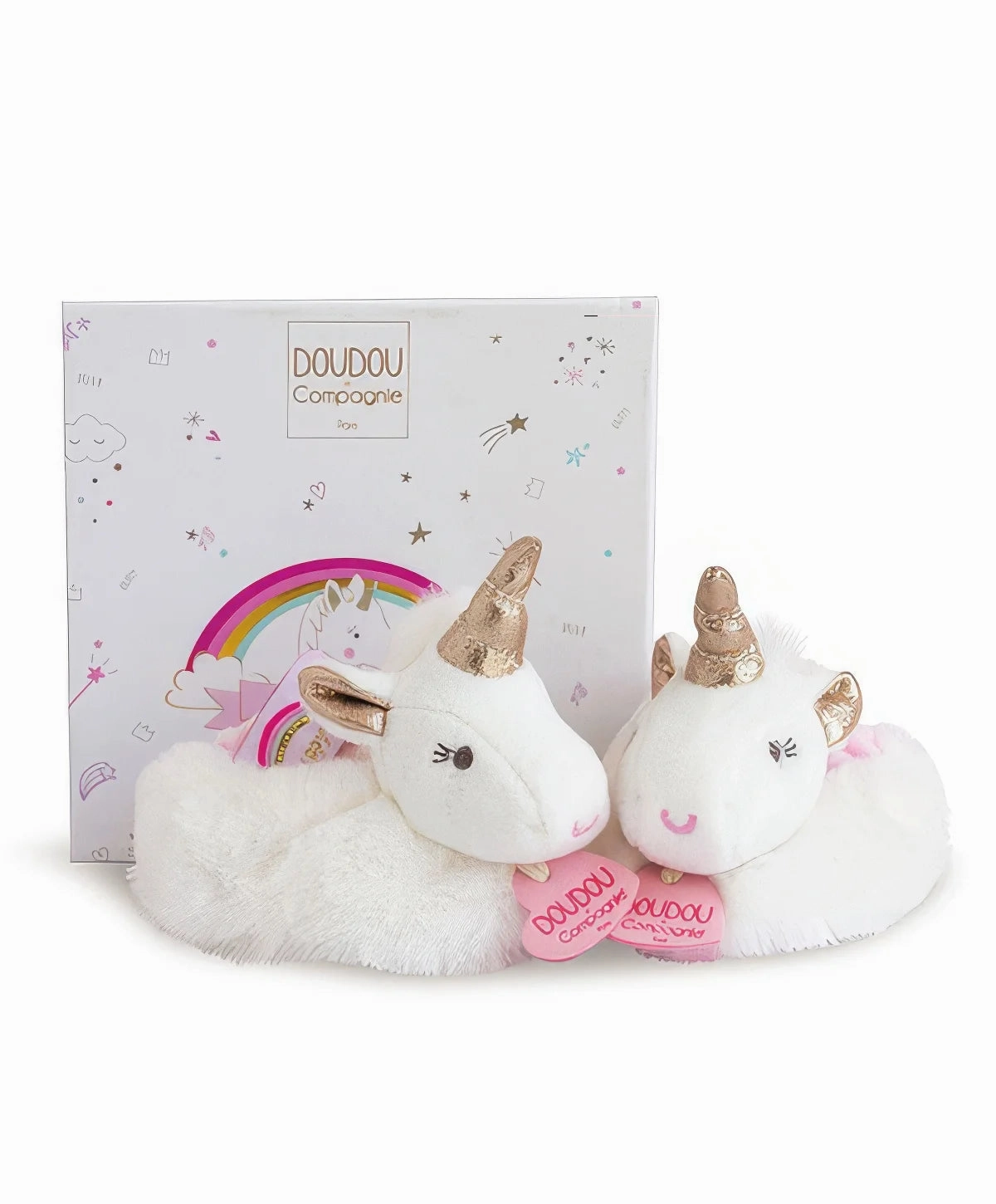 Mini Human Diligent Craftsperson Doudou et Compagnie New Born Gift Box Unicorn Baby Slippers with Rattle