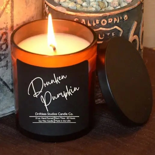 Monster Decorations Drunken Pumpkin Scented Fall Soy Wax Candle - 10oz Jar   Lid