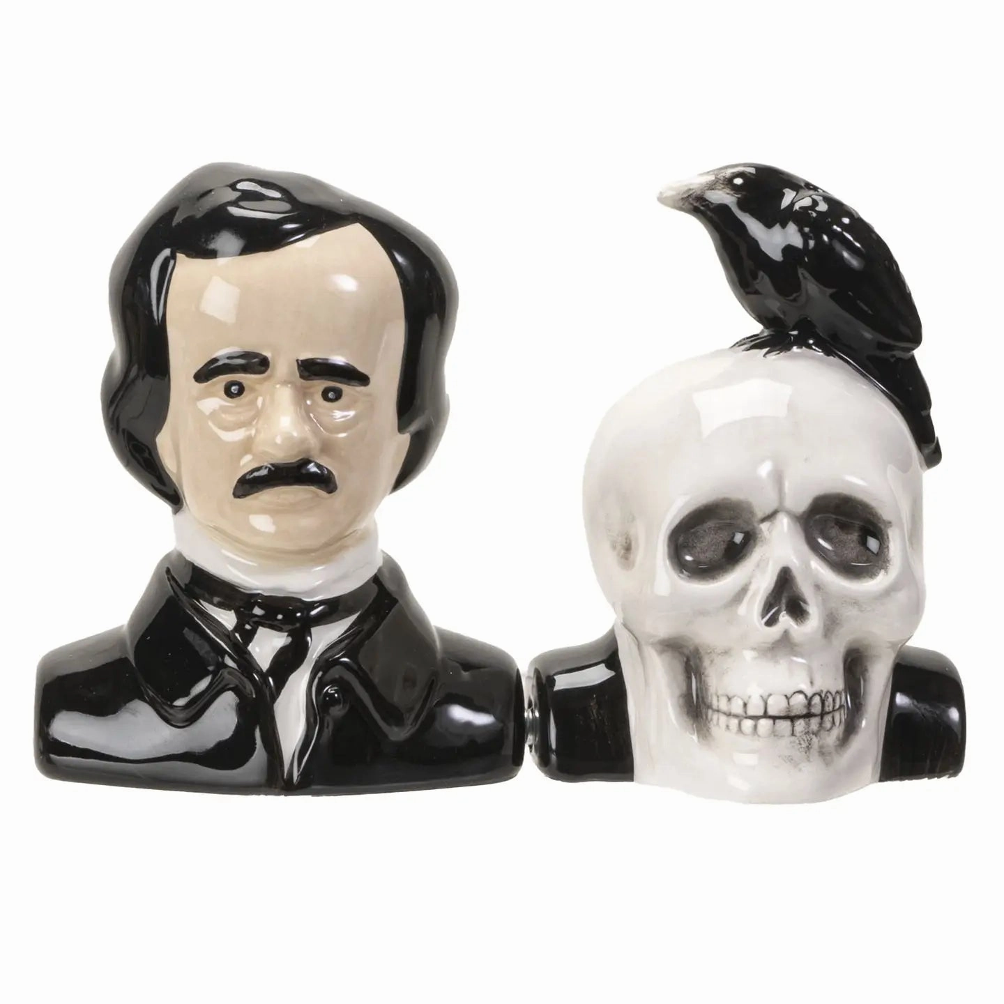 Scary Masks Edgar Allen Poe Salt & Pepper Halloween Shaker Set
