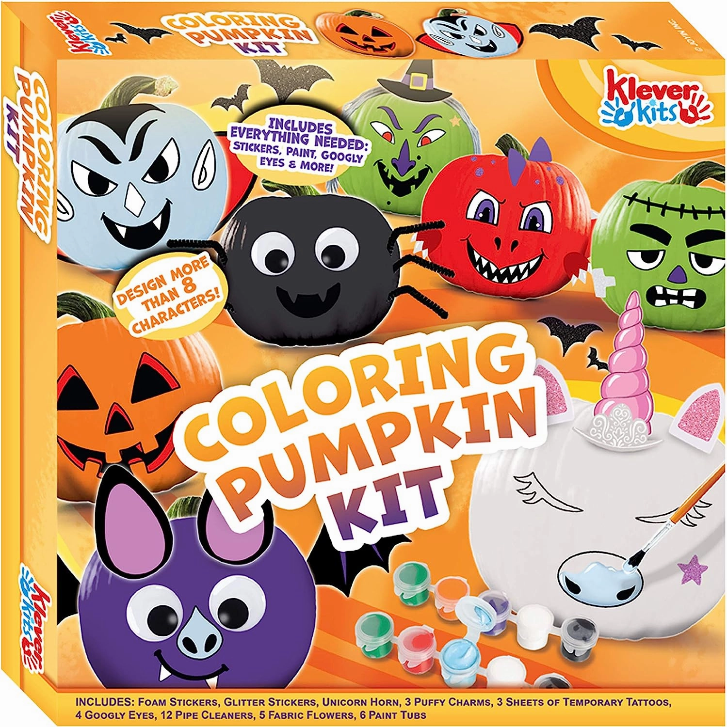 Enchanting Crafts Monster Ornaments KLEVER KITS - Coloring Pumpkins with 8 Characters