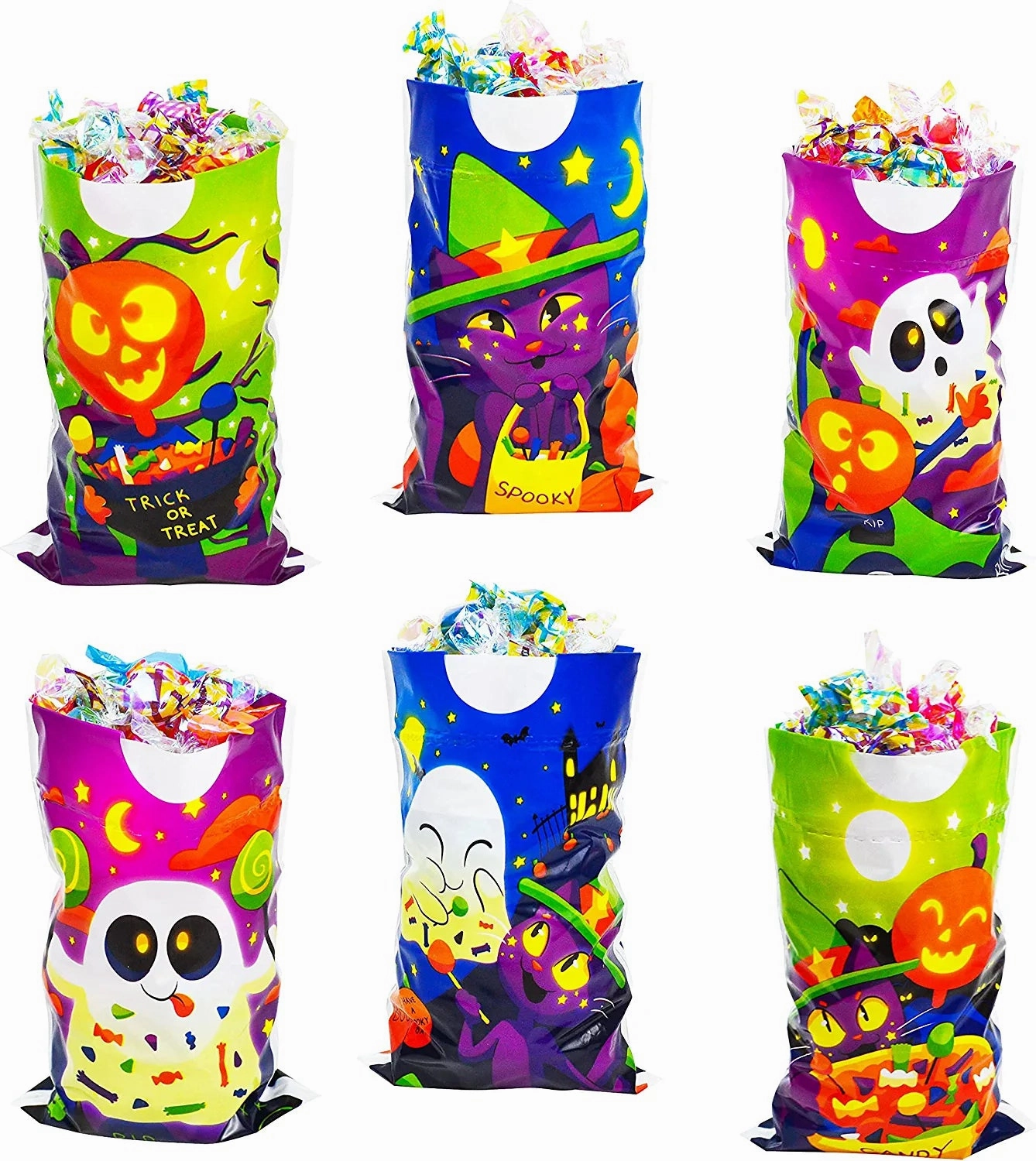 Rectangular Halloween Candy Bags, 72 Pcs Ghoulish Lights