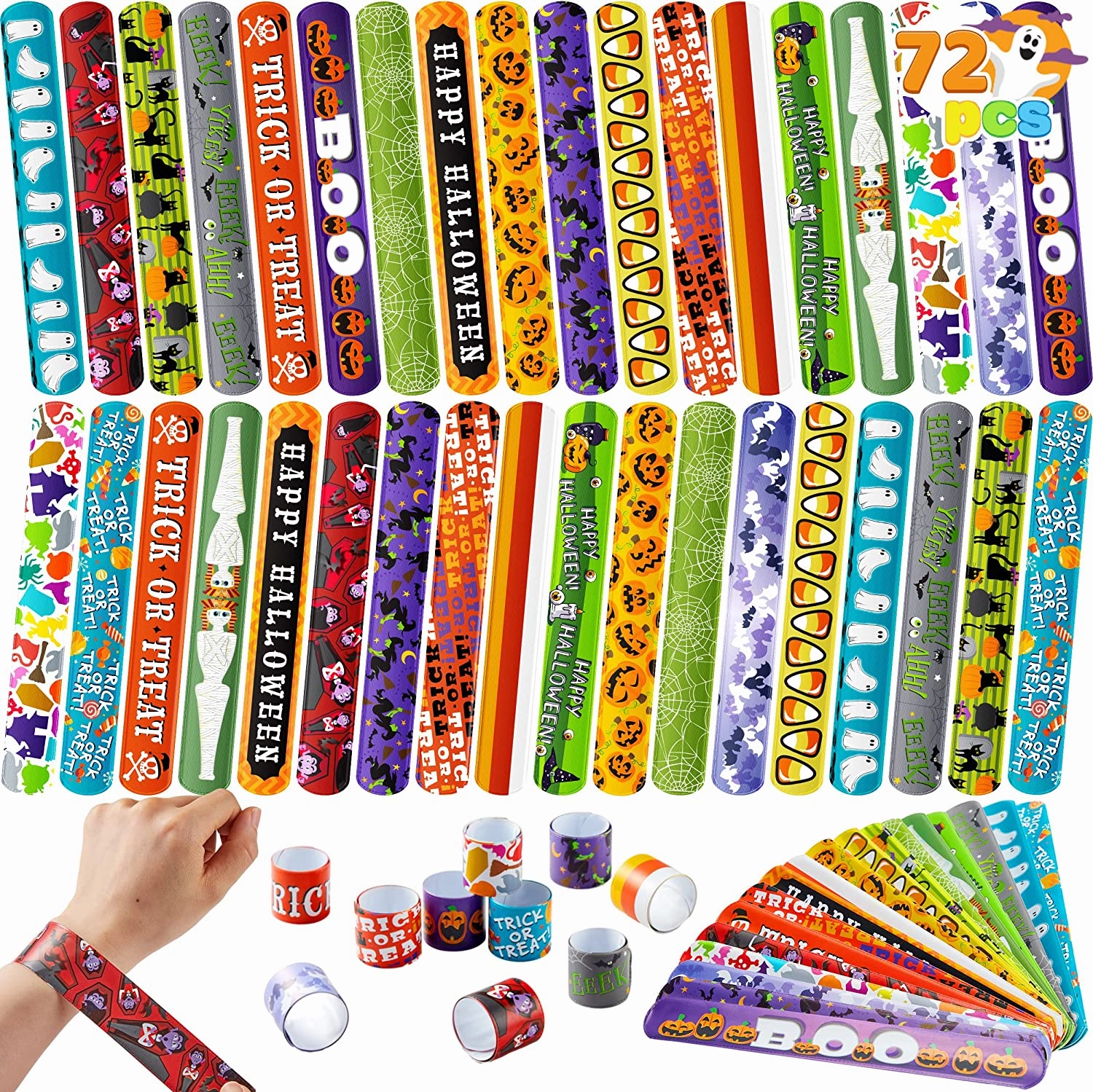 72 Piece Halloween Slap Bracelets Haunted Accessories Charming Supplies