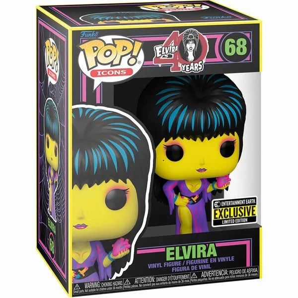 Eerie Ornaments Scary Displays Elvira Black Light Funko Pop! Vinyl Figure - Entertainment Earth Exclusive
