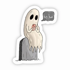 Hey, Boo Ghost Halloween Sticker Enchanting Masks