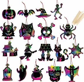 Creepy Accessories Whimsical Crafts Scratch Ornaments In 18 Designs, 72 Pcs