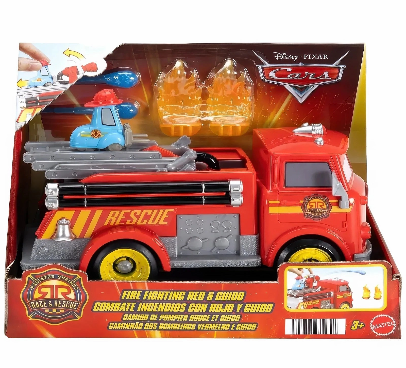 Disney Pixar Cars Race & Rescue Fire Fighting Fire Truck Playset Game Convention