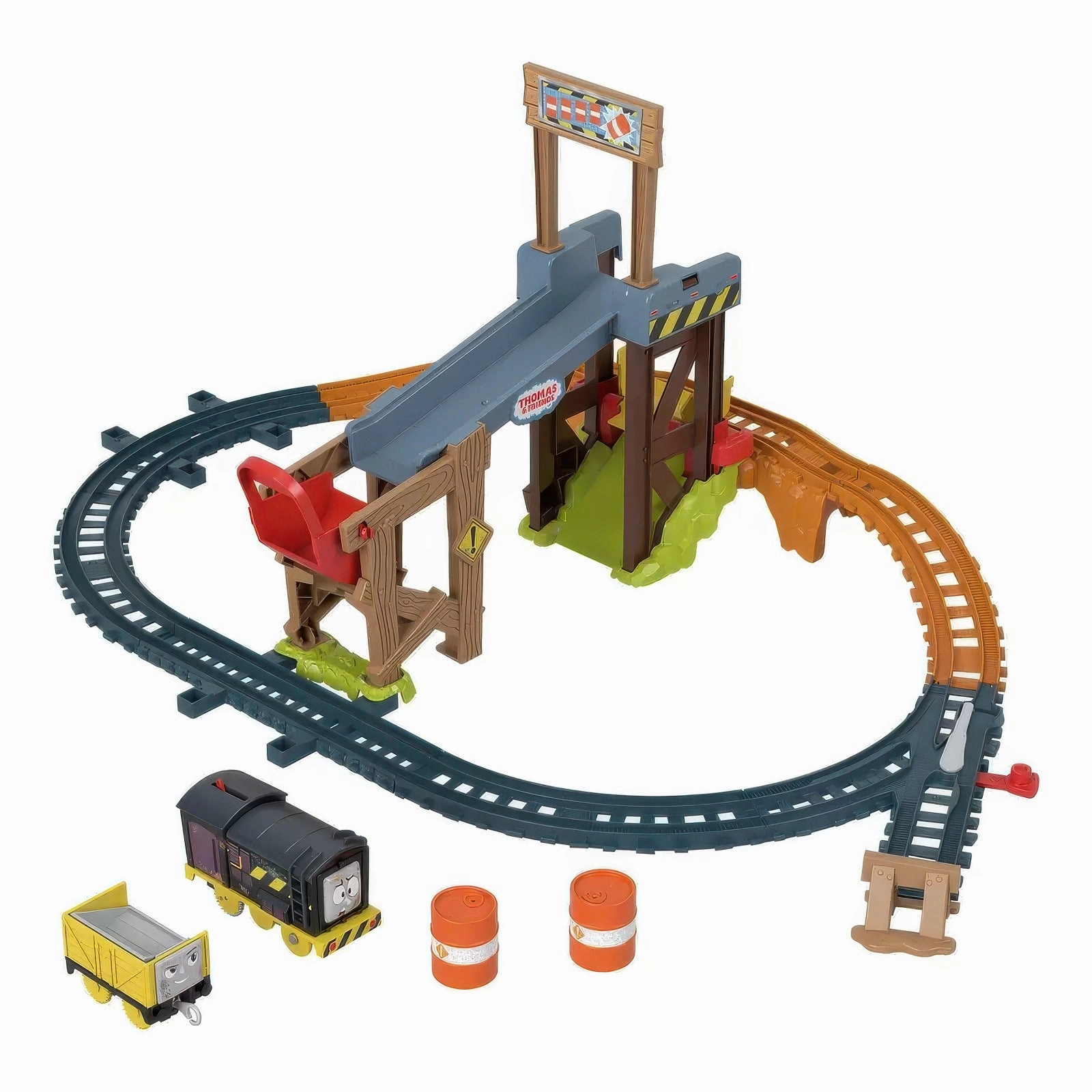 Thomas & Friends Diesel's Lift & Load Construction Train Set Intermediate Level Split screen
