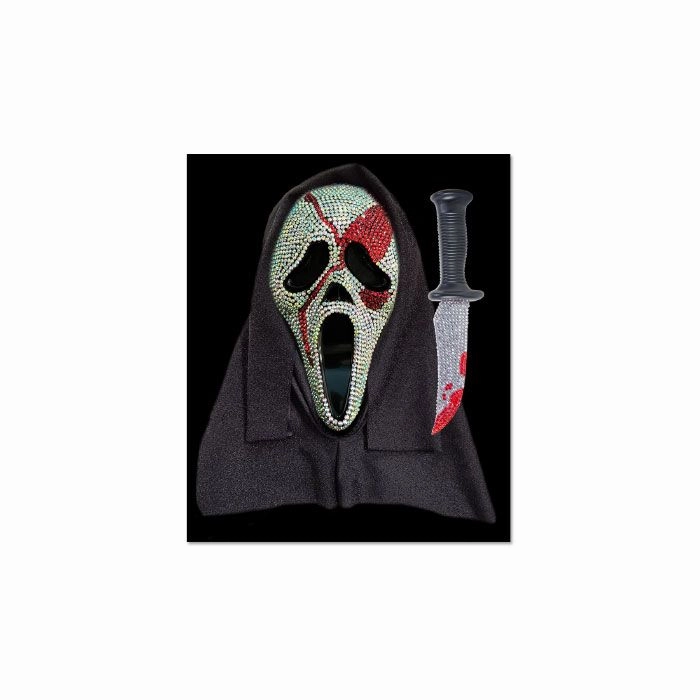 Ghost Face? Bloody Bling Mask and Knife Set Spooky Decor Wicked Accents