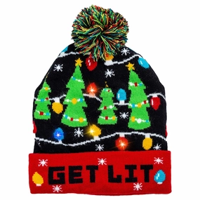 Christmas Tree Knitted Lit-up Beanie Scary Decorations