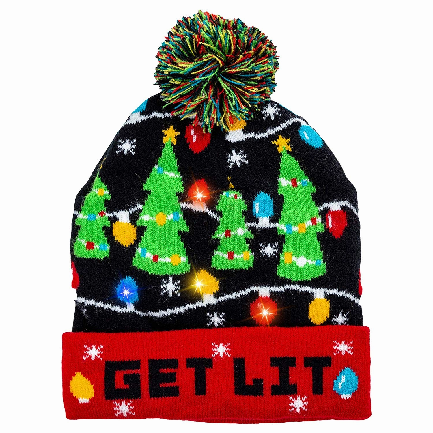 Christmas Tree Knitted Lit-up Beanie Scary Decorations