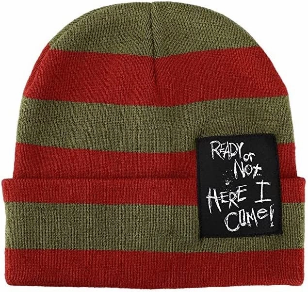 Creepy Party Nightmare On Elm Street Ready Or Not Here I Come Striped Cuffed Beanie
