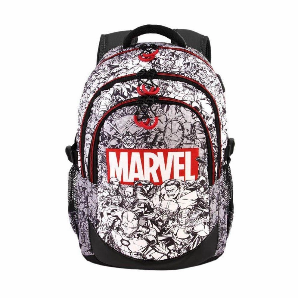 Marvel Characters Black and White Running Laptop Backpack Common Occurrence