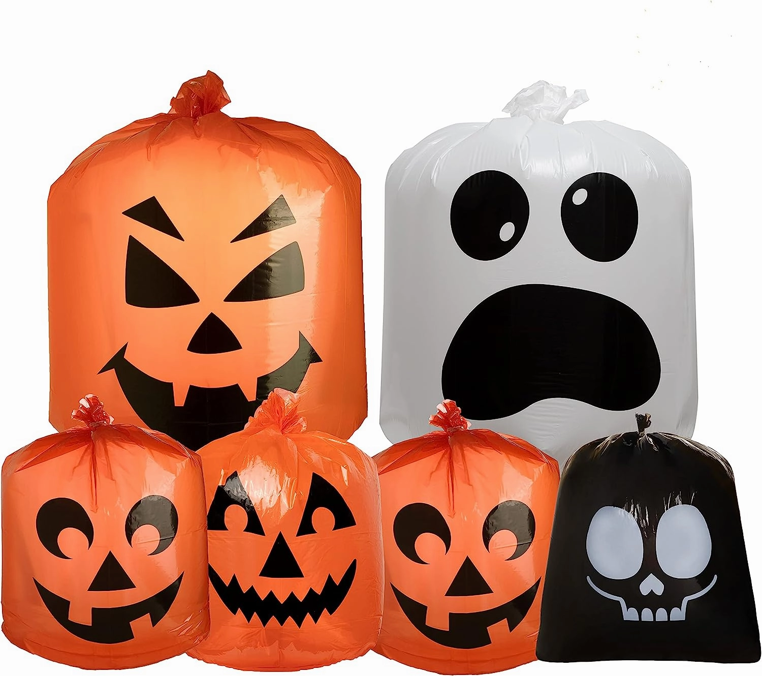 Frightening Supplies Whimsical Decorations Halloween Plastic Lawn Leaf Bags ,6 Pcs