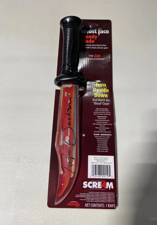 Haunted Ornaments Eerie Accents Roger L. Jackson Autographed Ghostface Bloody Knife (JSA Certified)