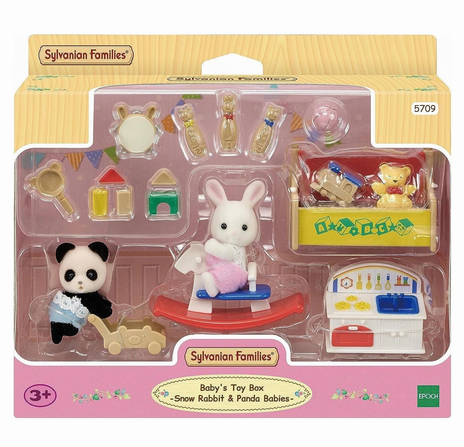 Vehicle Physics Sylvanian Families Baby's Toy Box -Snow Rabbit & Panda Babies