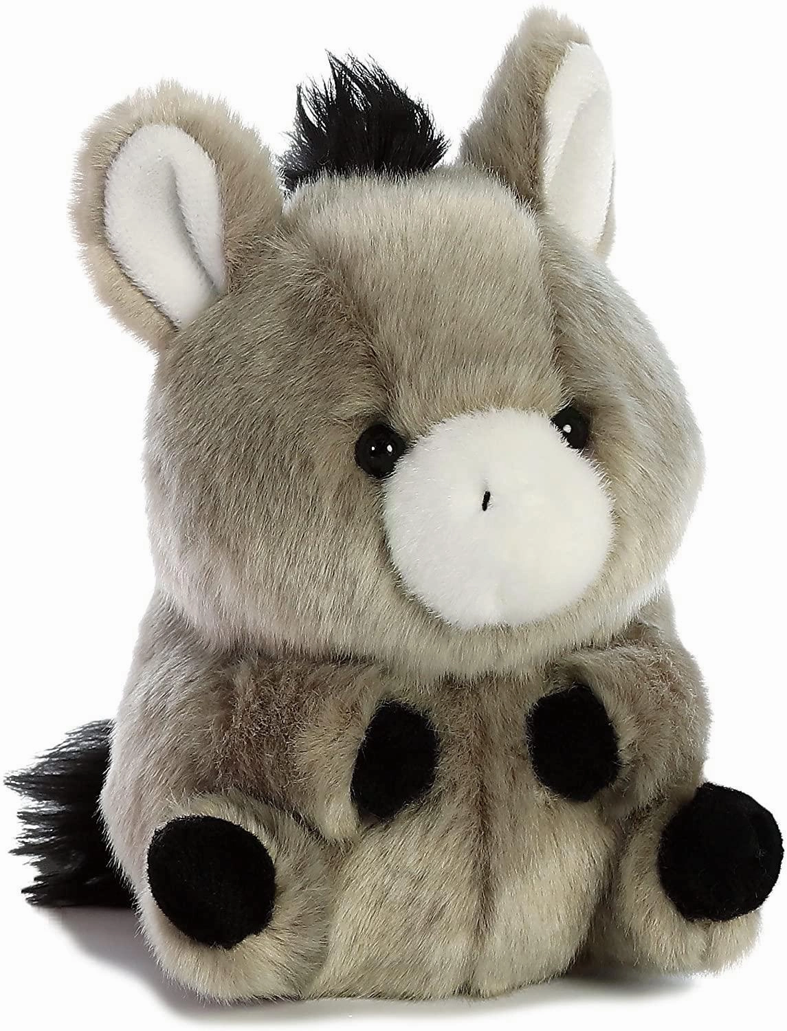 AURORA Rolly Pet 5-inch Bray Donkey Soft Toy - Grey Unique Design Tiny Actress