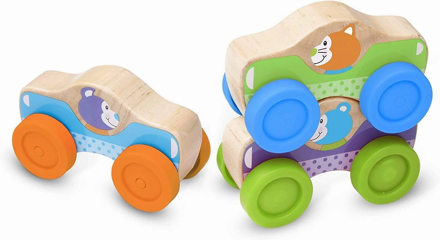 Melissa & Doug Wooden Animal Stacking Cars Aerodynamic Model Racial Diversity