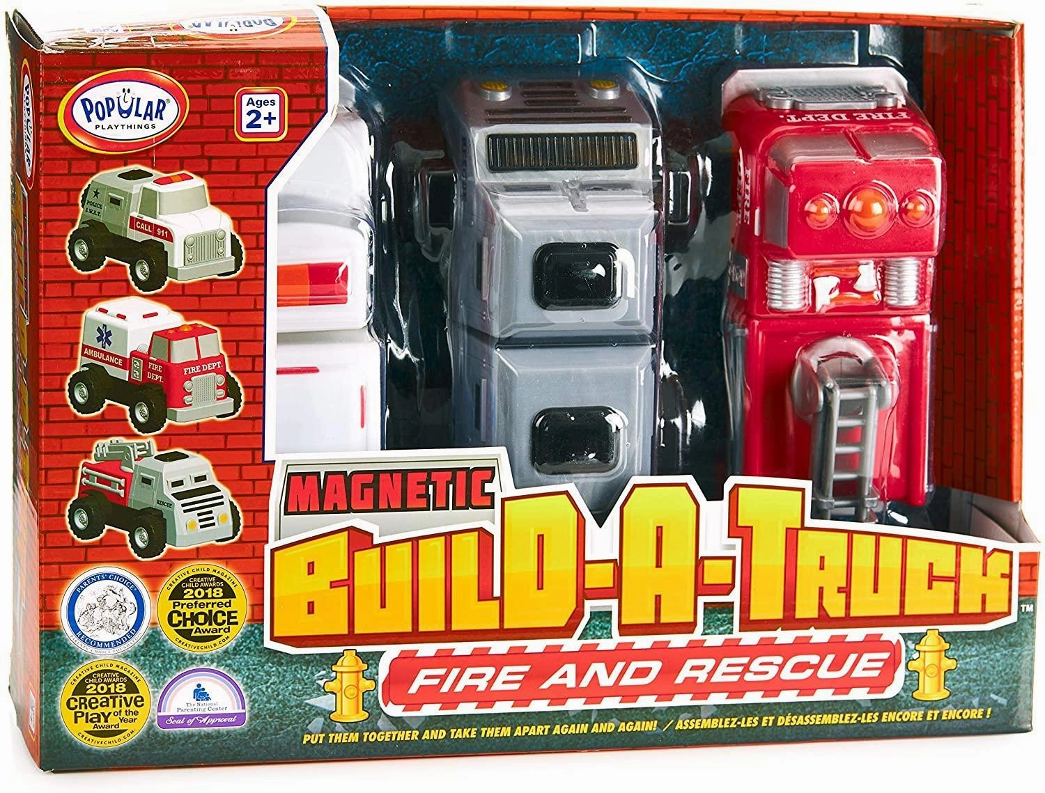 Skill Rating POPULAR PLAYTHINGS Magnetic Build-A-Truck Fire and Rescue Set
