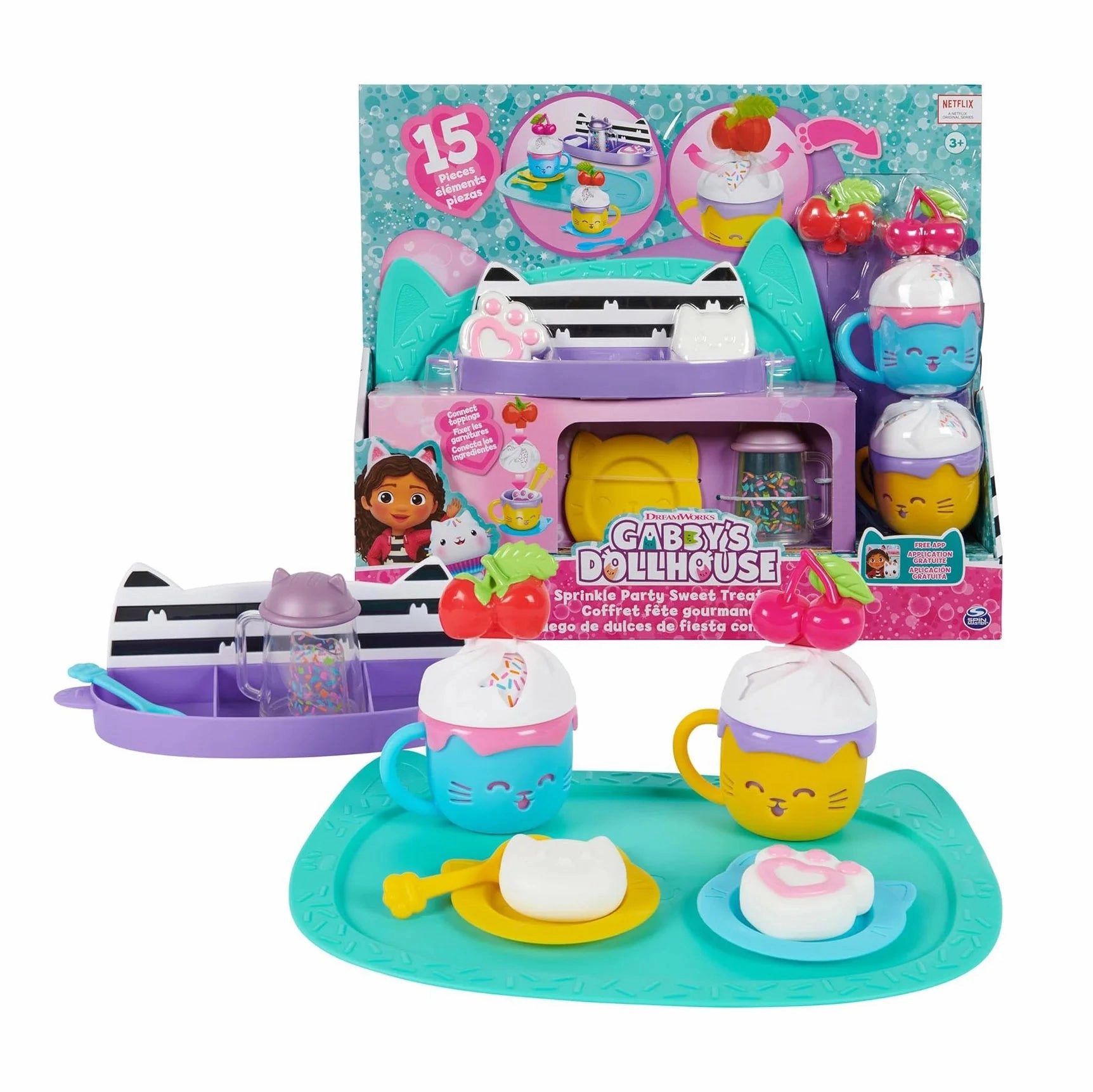 Gabby's Dollhouse Sprinkle Party Service Pretend Playset Permadeath Option