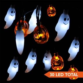 Ghost and Pumpkin LED String Light Whimsical Displays Ghostly Ornaments