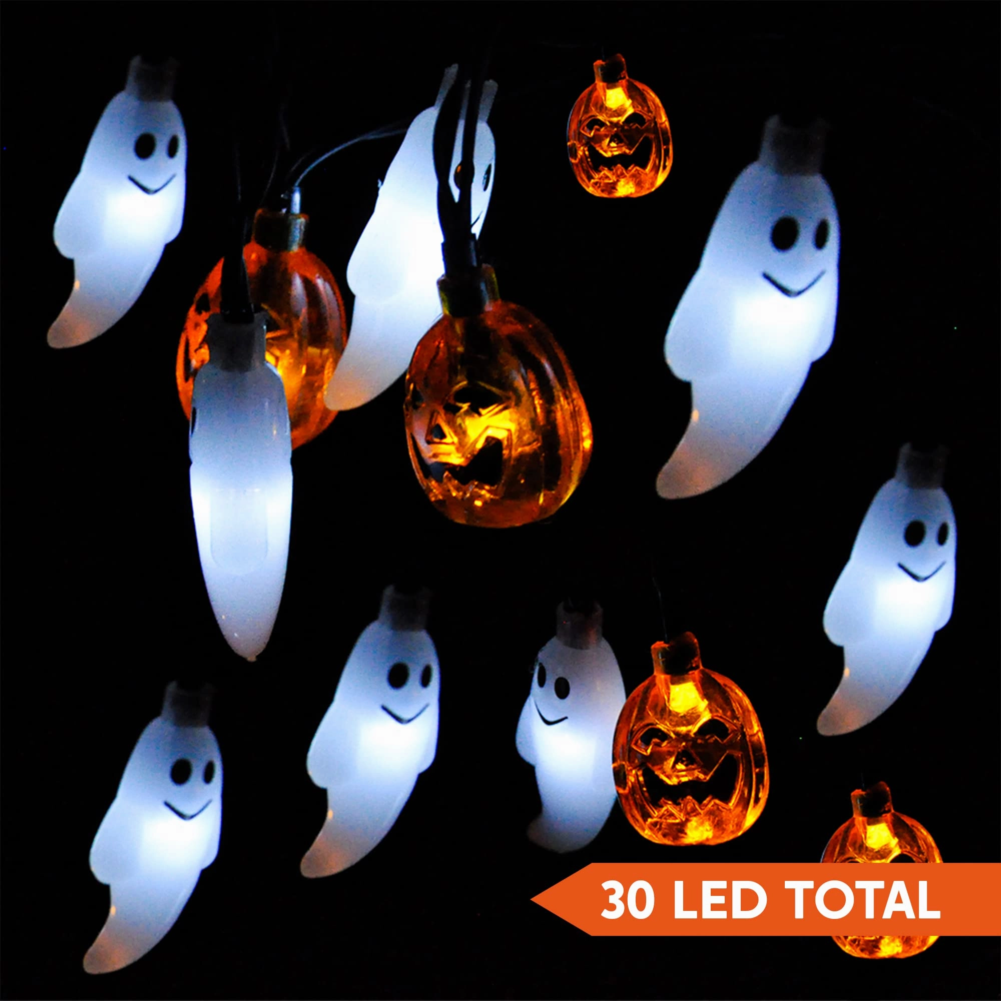Ghost and Pumpkin LED String Light Whimsical Displays Ghostly Ornaments