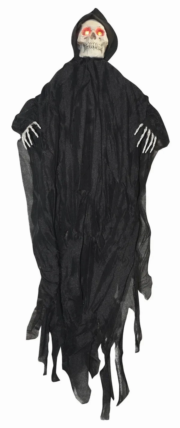 Ghoulish Displays Spooky Props 3ft Hanging Black Reaper w/ Light Up Eyes