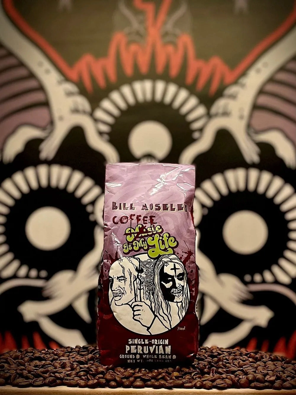 Dead Sled Coffee - Bill Moseley Coffee Is Life Ground Coffee Eerie Accents Whimsical Ornaments