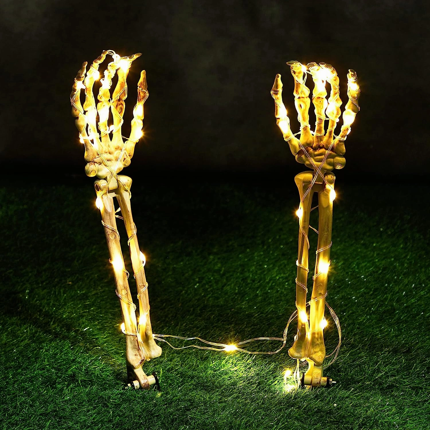Charming Ornaments Light Up Skeleton Arms Yard Stake