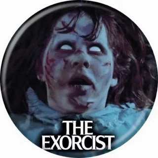 The Exorcist Regan White Eyes Buttons 1.25" Round Charming Designs Ghostly Accents