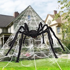 Giant Spider Web Set With 5 Ft Spider Wicked Props Scary Displays